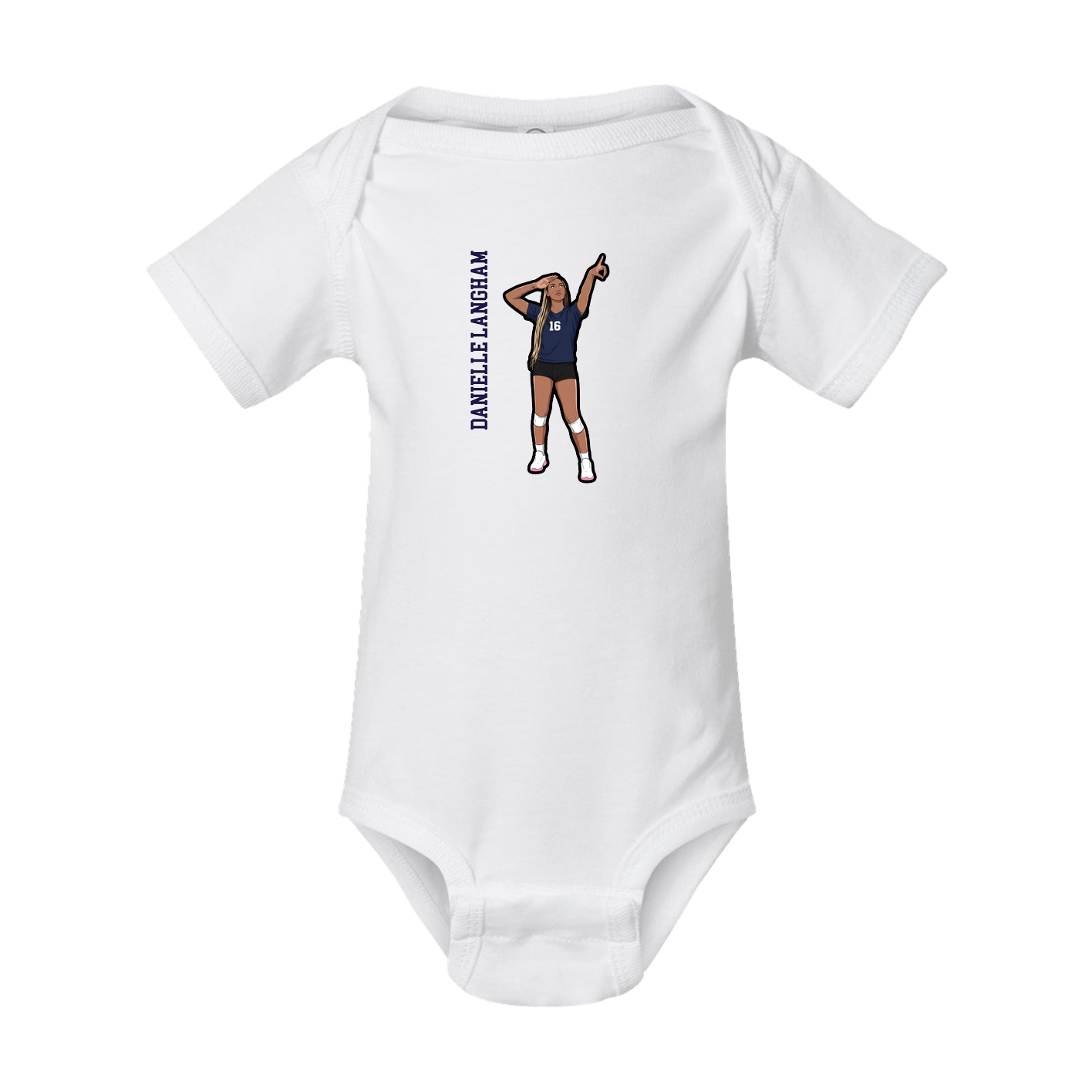 Baby Onesie — Name Vertical in White