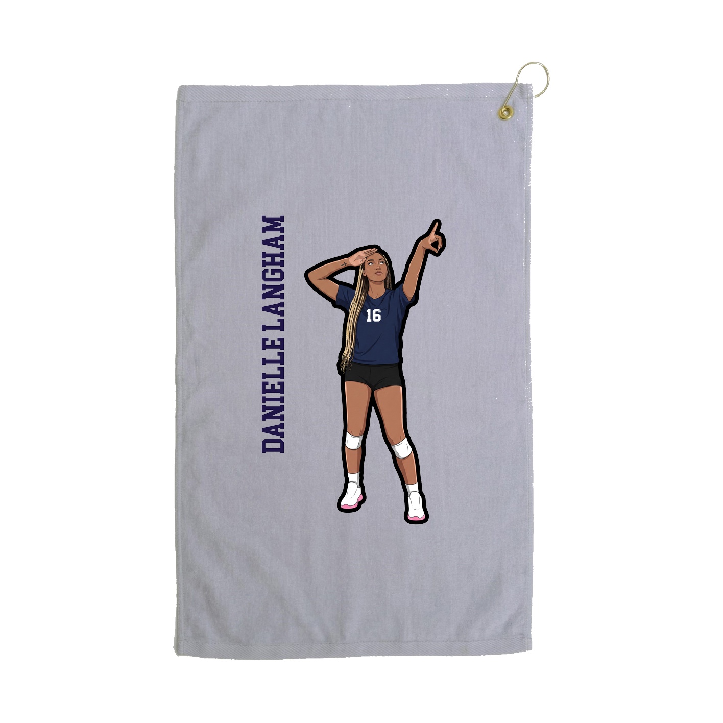Golf Towel — Name Vertical in Grey