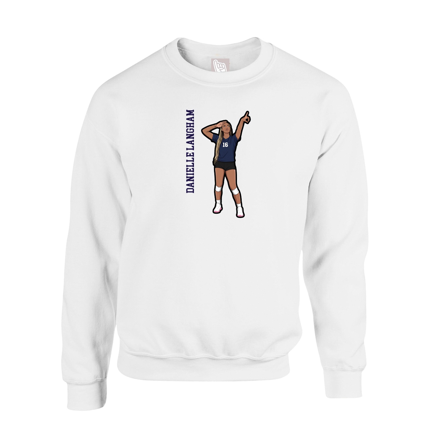 Fleece Crew — Name Vertical in White