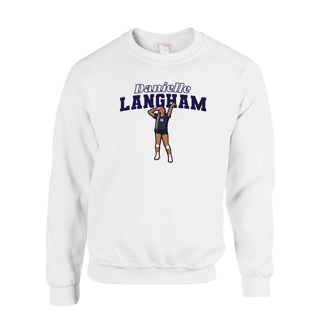 Fleece Crew — Name Arch in White