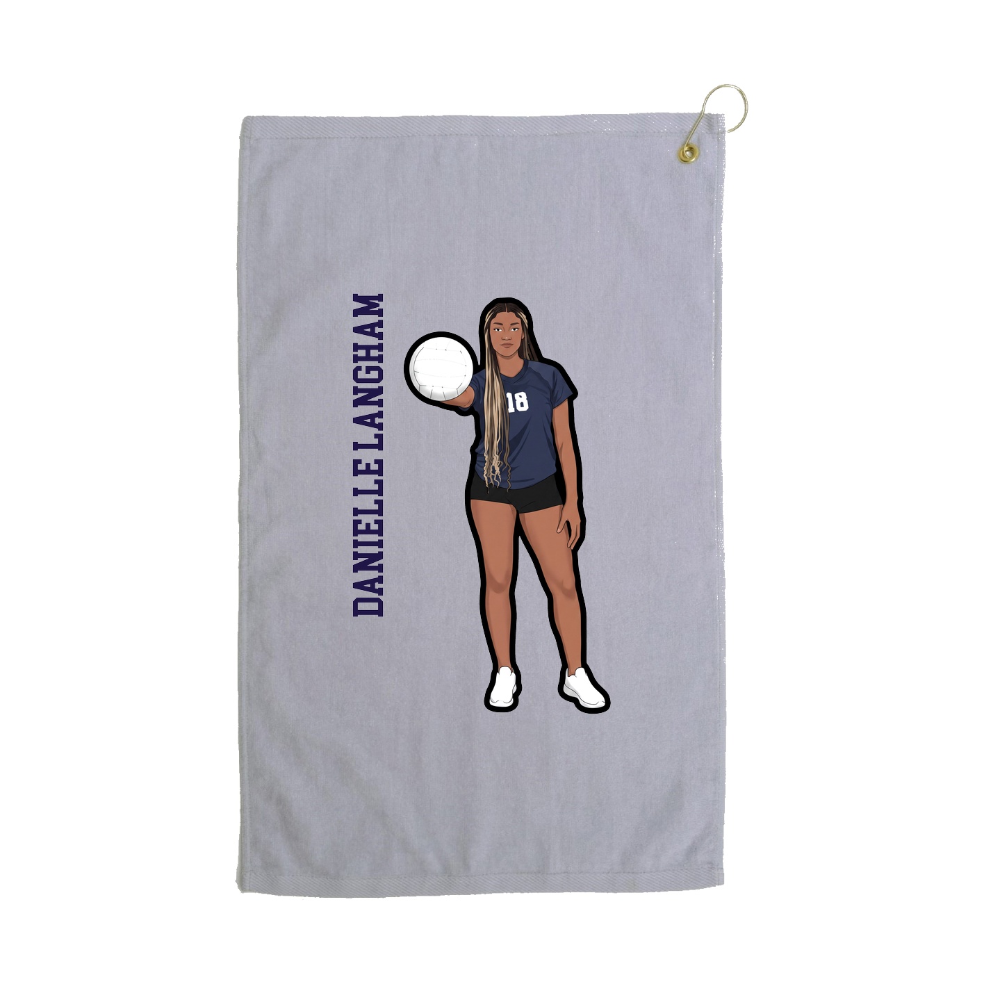 Golf Towel — Name Vertical in Grey