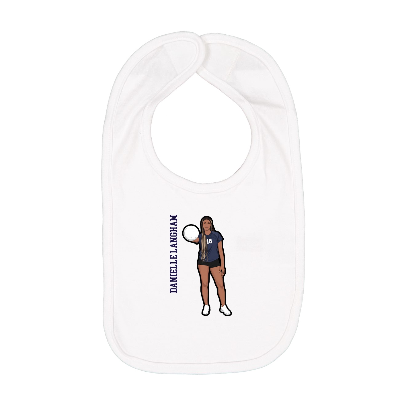 Infant Bib — Name Vertical in White