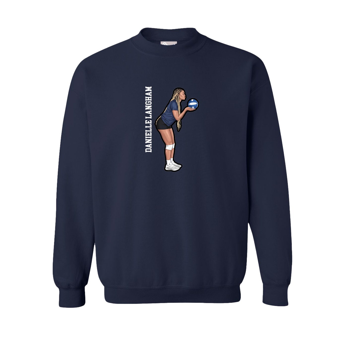 Fleece Crew — Name Vertical in Navy