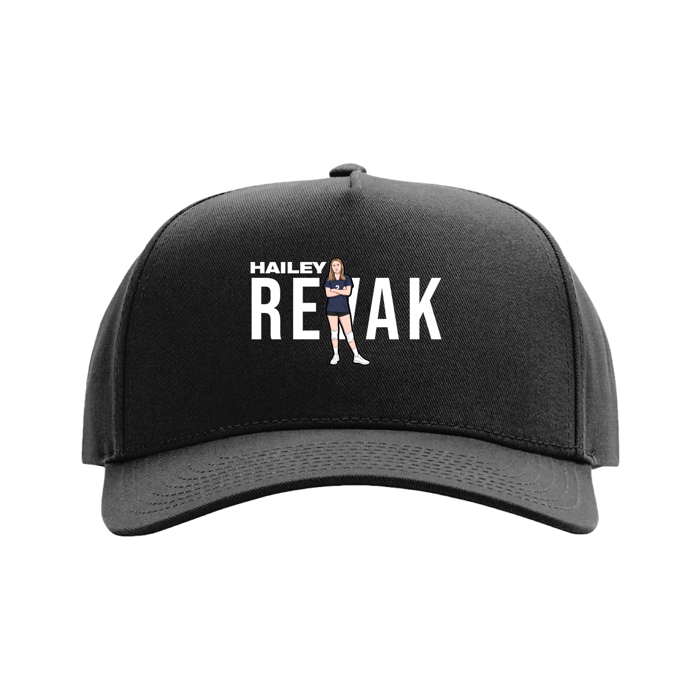 Full Fabric Five-Panel Champ Cap — Player Name in Black