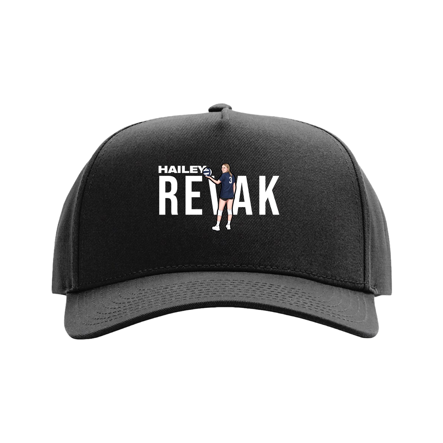 Full Fabric Five-Panel Champ Cap — Player Name in Black
