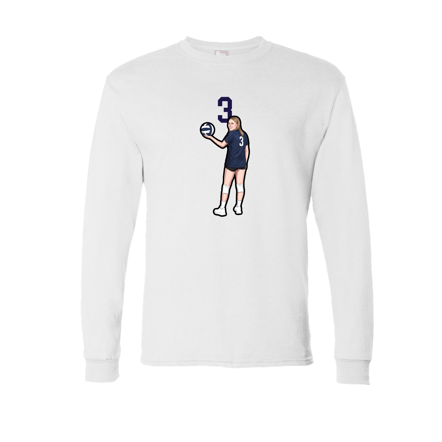 Long Sleeve Tee — Number Top in White
