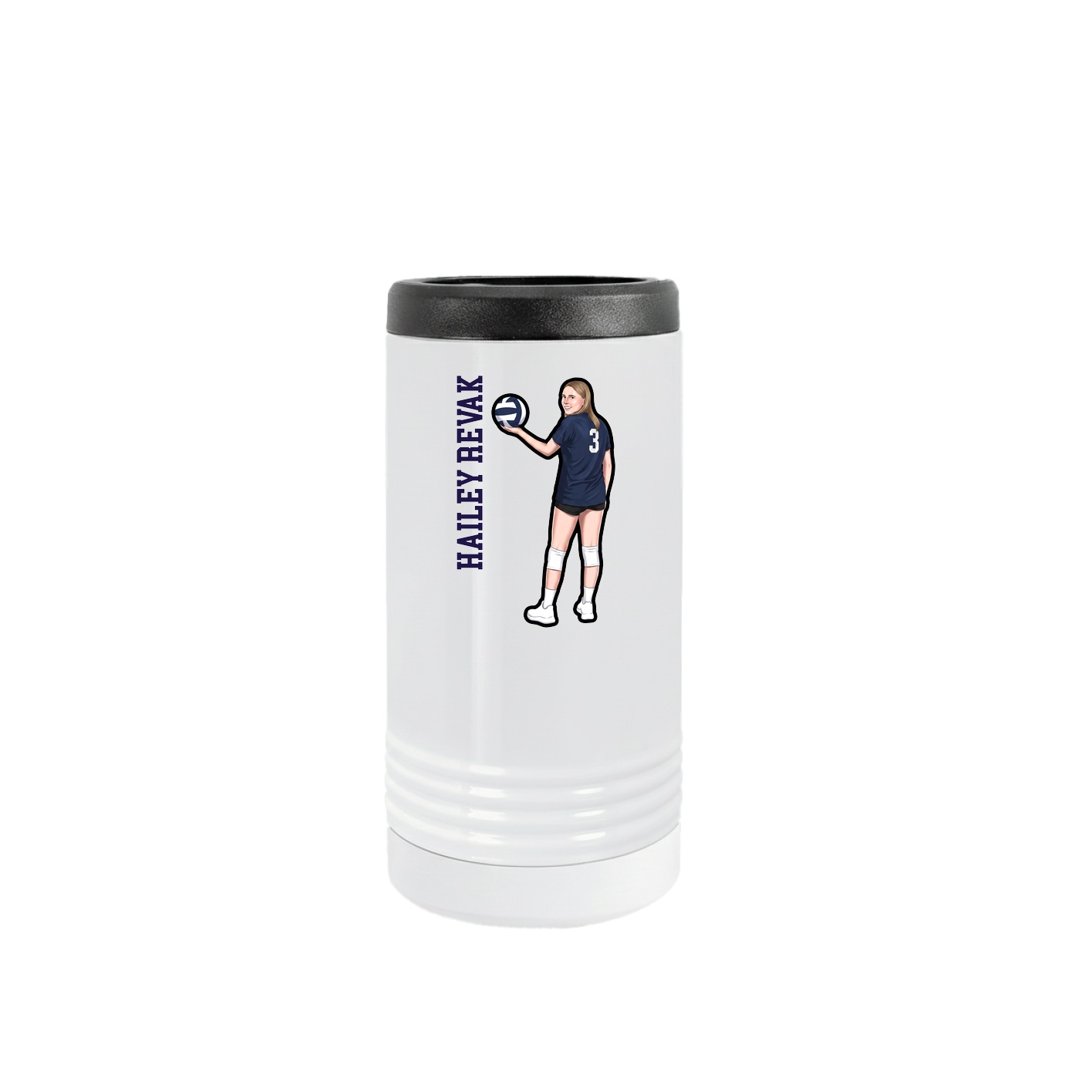 Slim Beverage Holder — Name Vertical in White