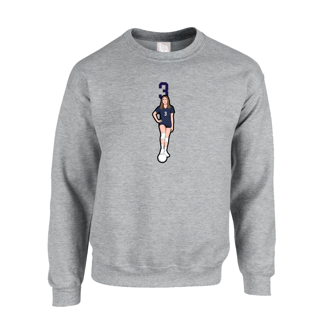 Fleece Crew — Number Top in Grey