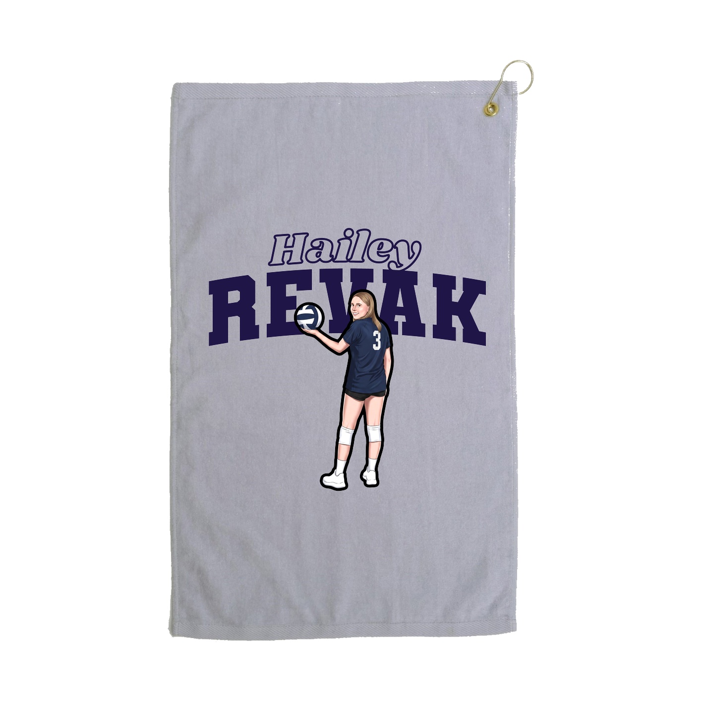 Golf Towel — Name Arch in Grey