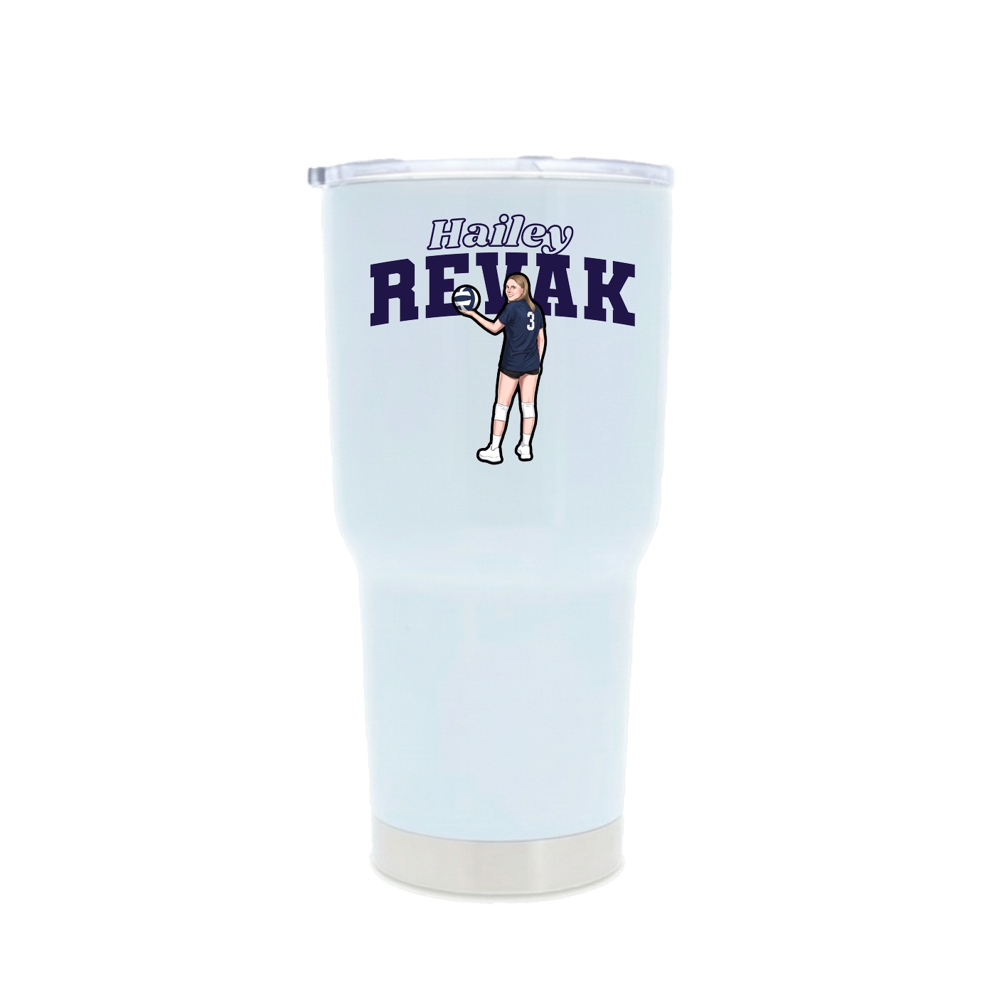 30oz Stainless Steel Tumbler — Name Arch in White
