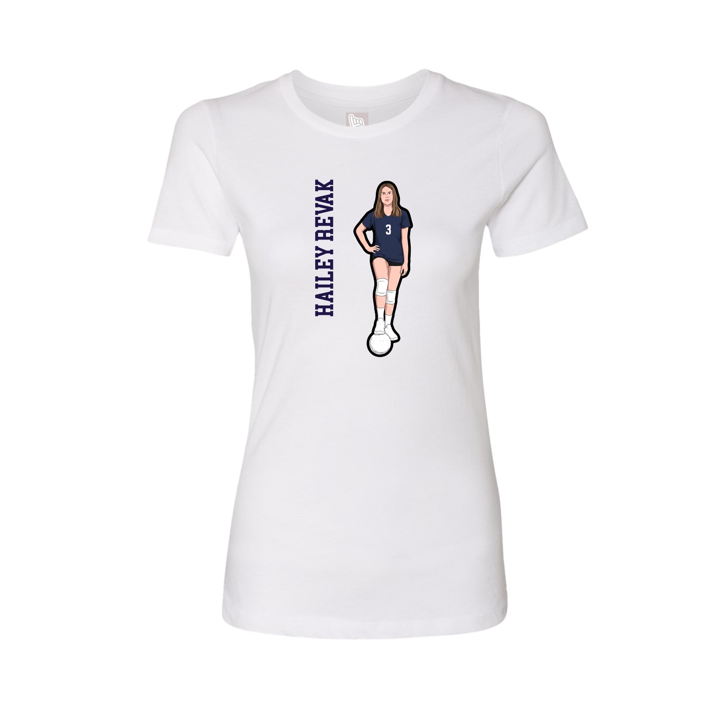 Fitted Women's Tee — Name Vertical in White
