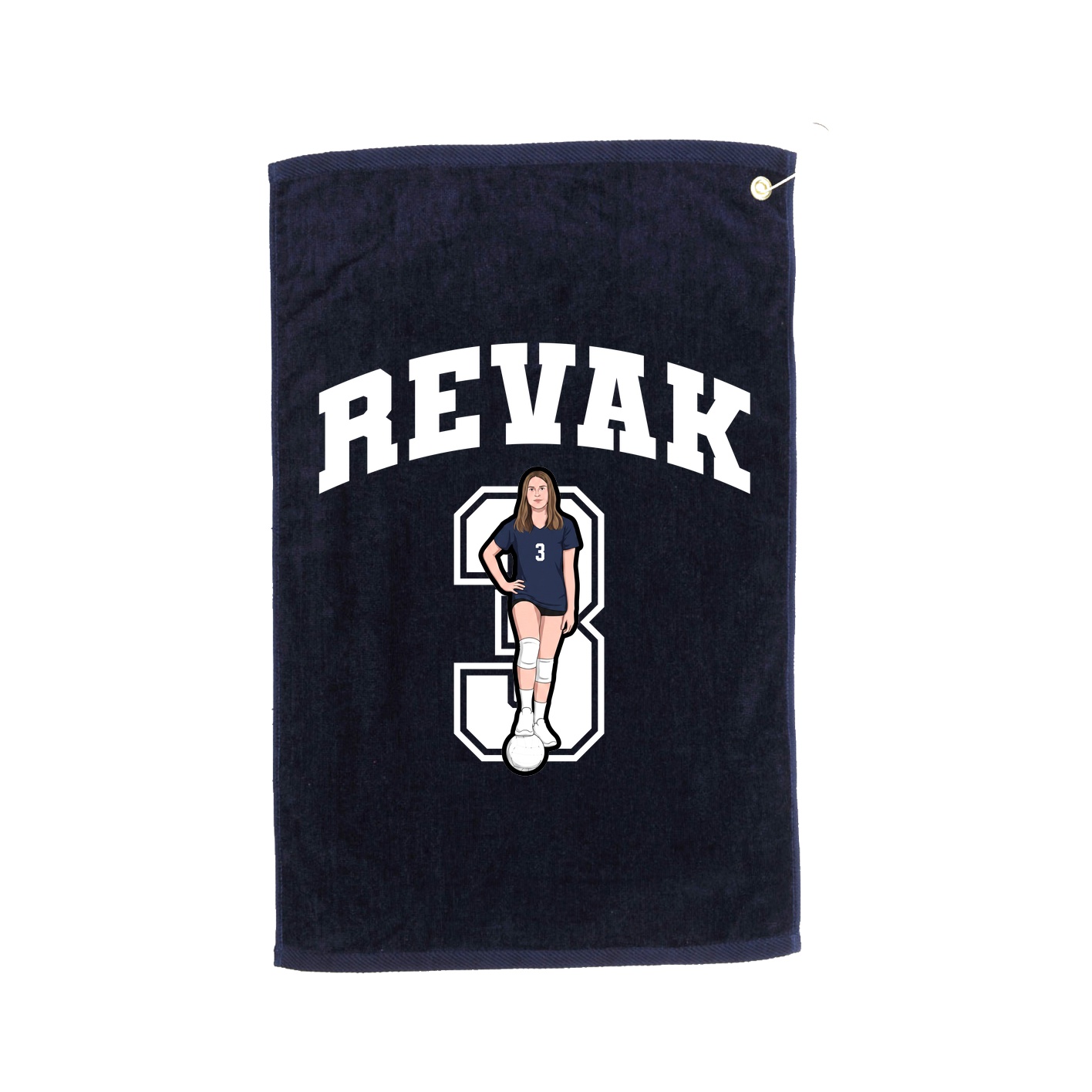 Golf Towel — Number in Navy