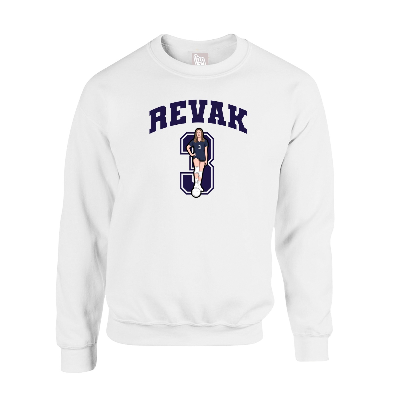 Fleece Crew — Number in White