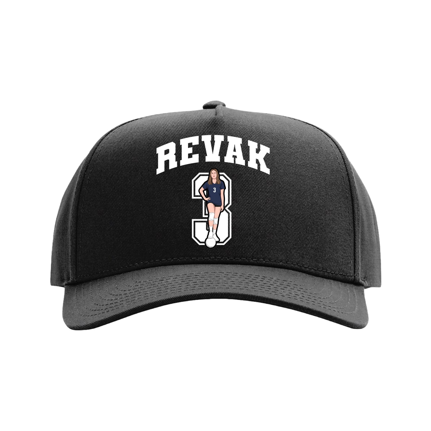 Full Fabric Five-Panel Champ Cap — Number in Black
