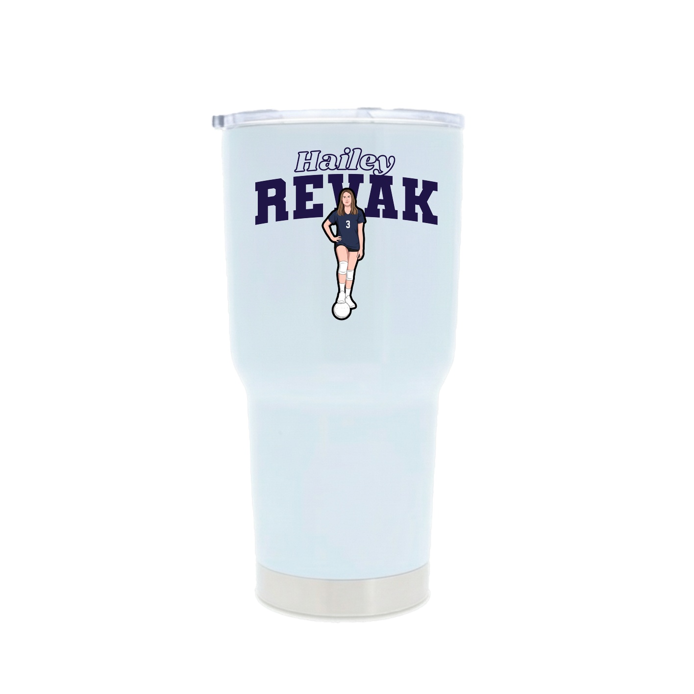30oz Stainless Steel Tumbler — Name Arch in White
