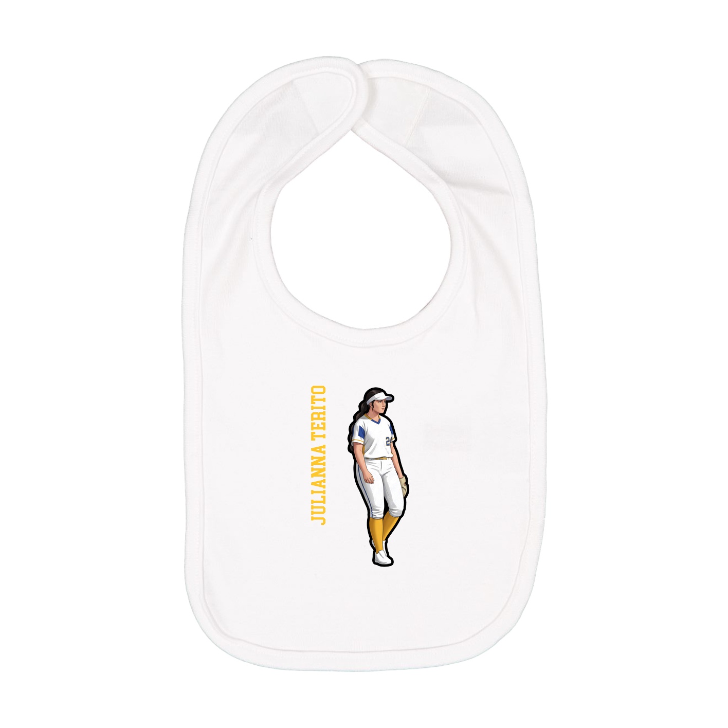 Infant Bib — Name Vertical in White