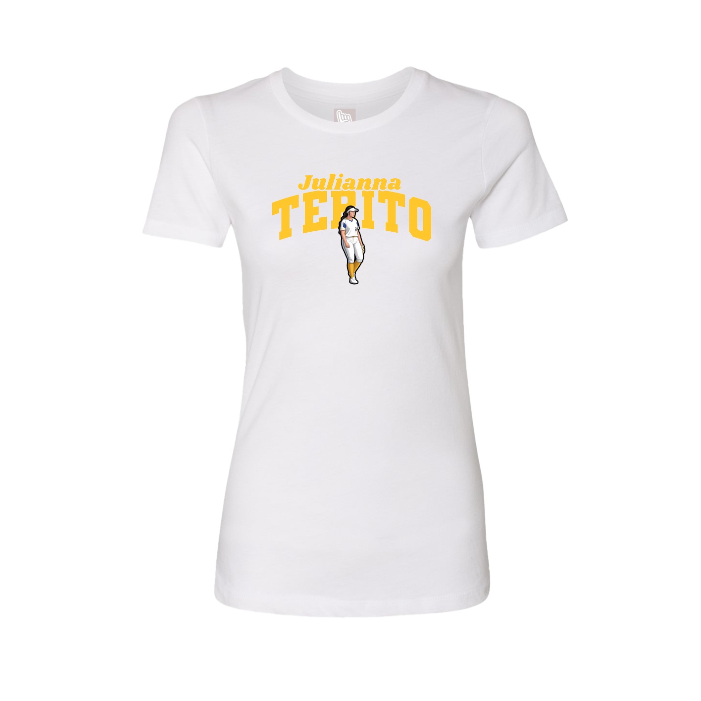 Fitted Women's Tee — Signature Arch in White