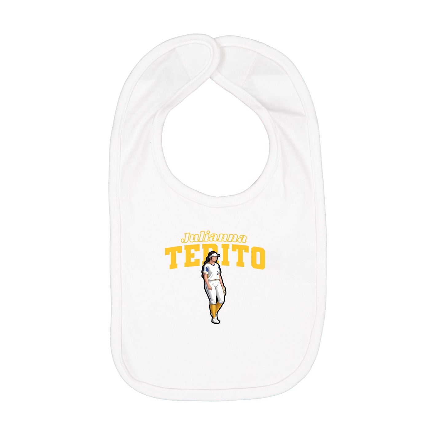Infant Bib — Name Arch in White