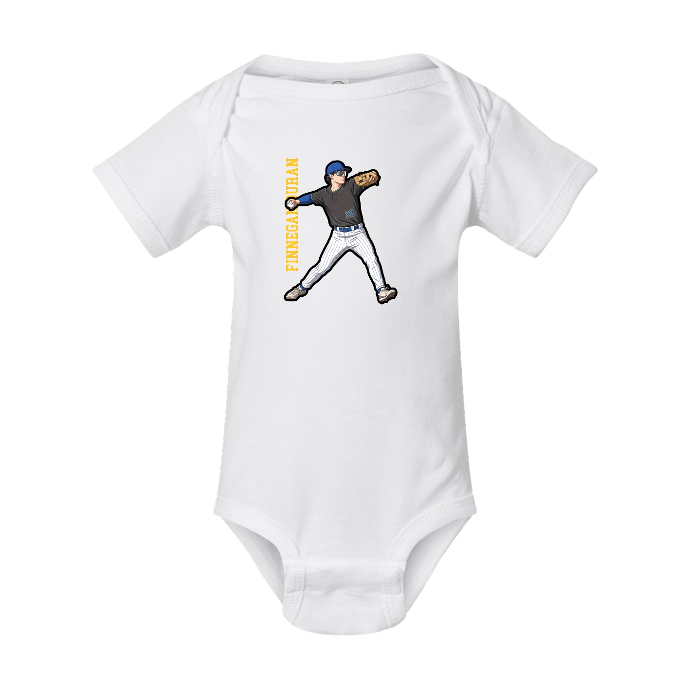 Baby Onesie — Name Vertical in White