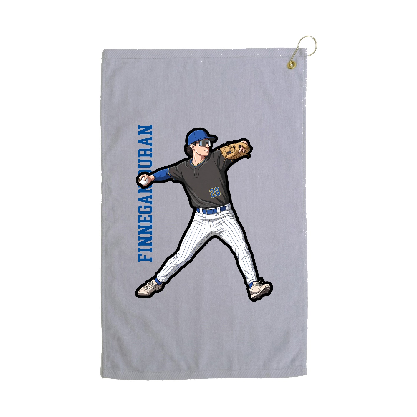 Golf Towel — Name Vertical in Grey