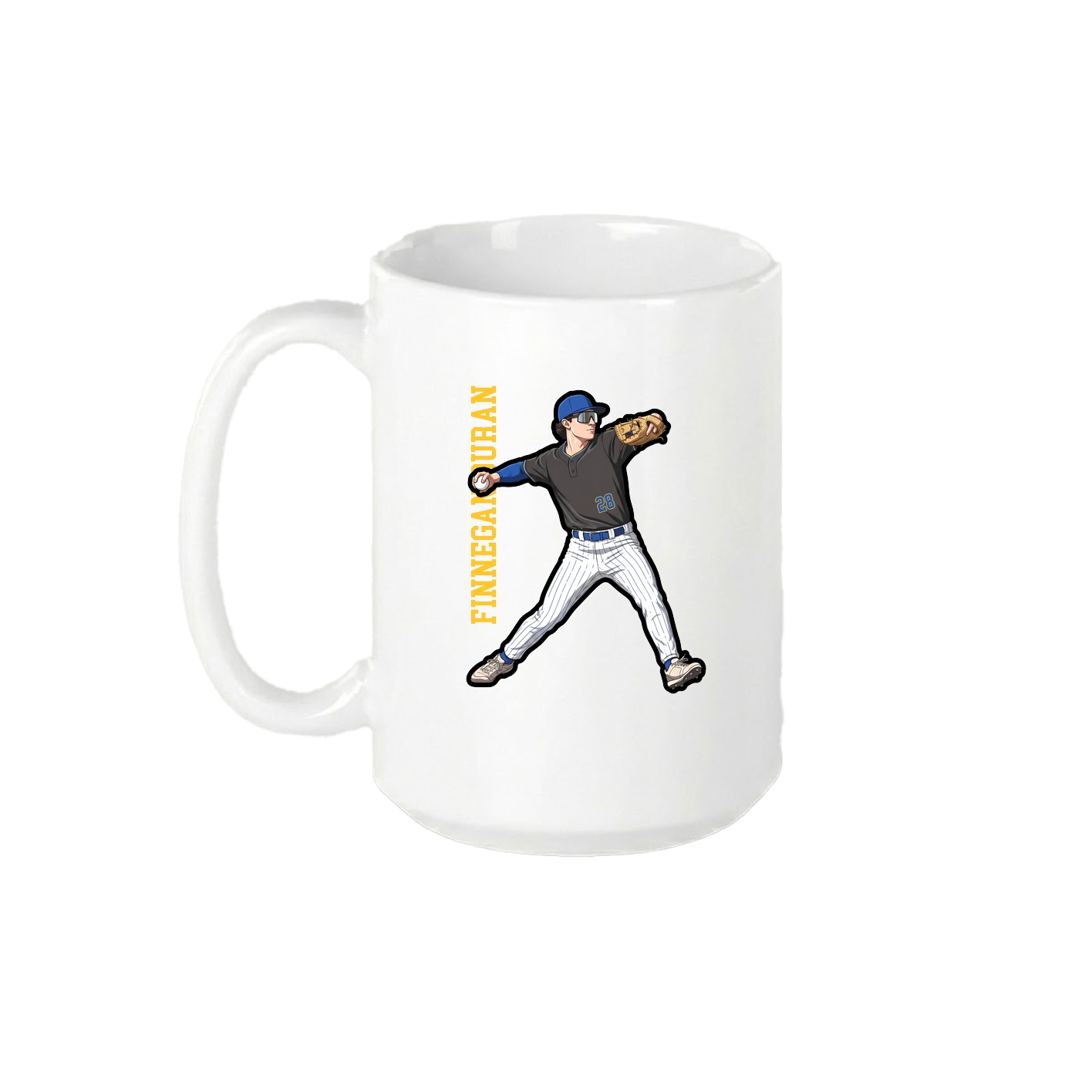 15oz Coffee Mug — Name Vertical in White