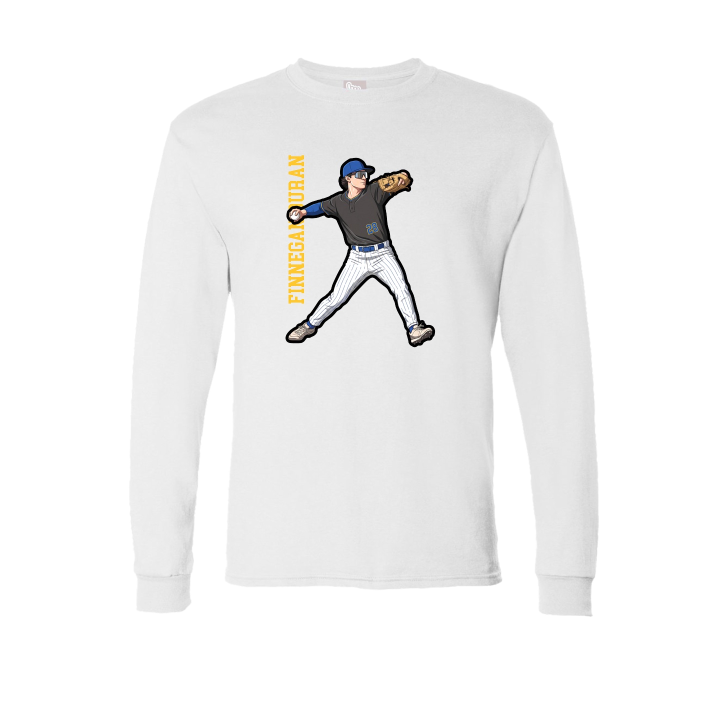 Long Sleeve Tee — Name Vertical in White