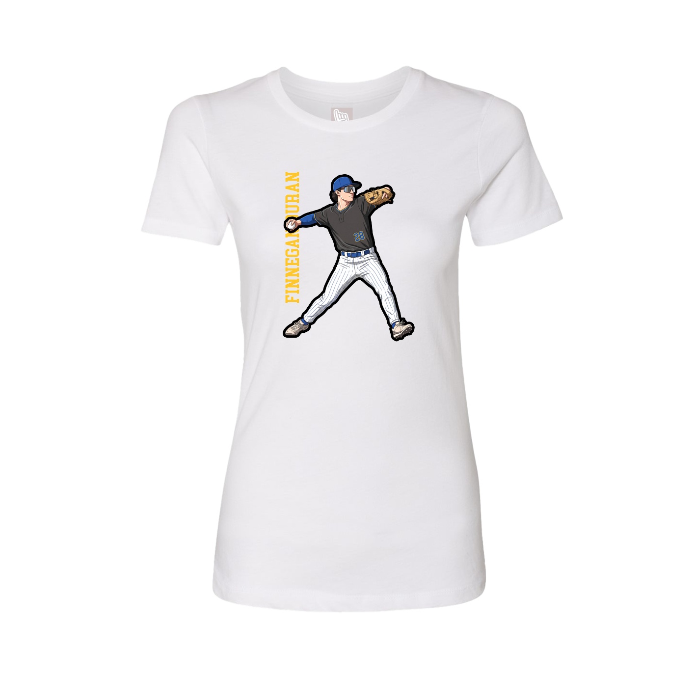 Fitted Women's Tee — Name Vertical in White