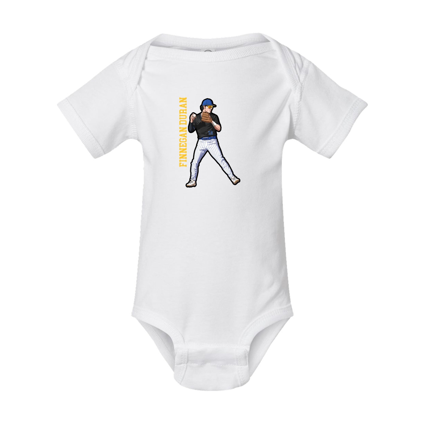 Baby Onesie — Name Vertical in White