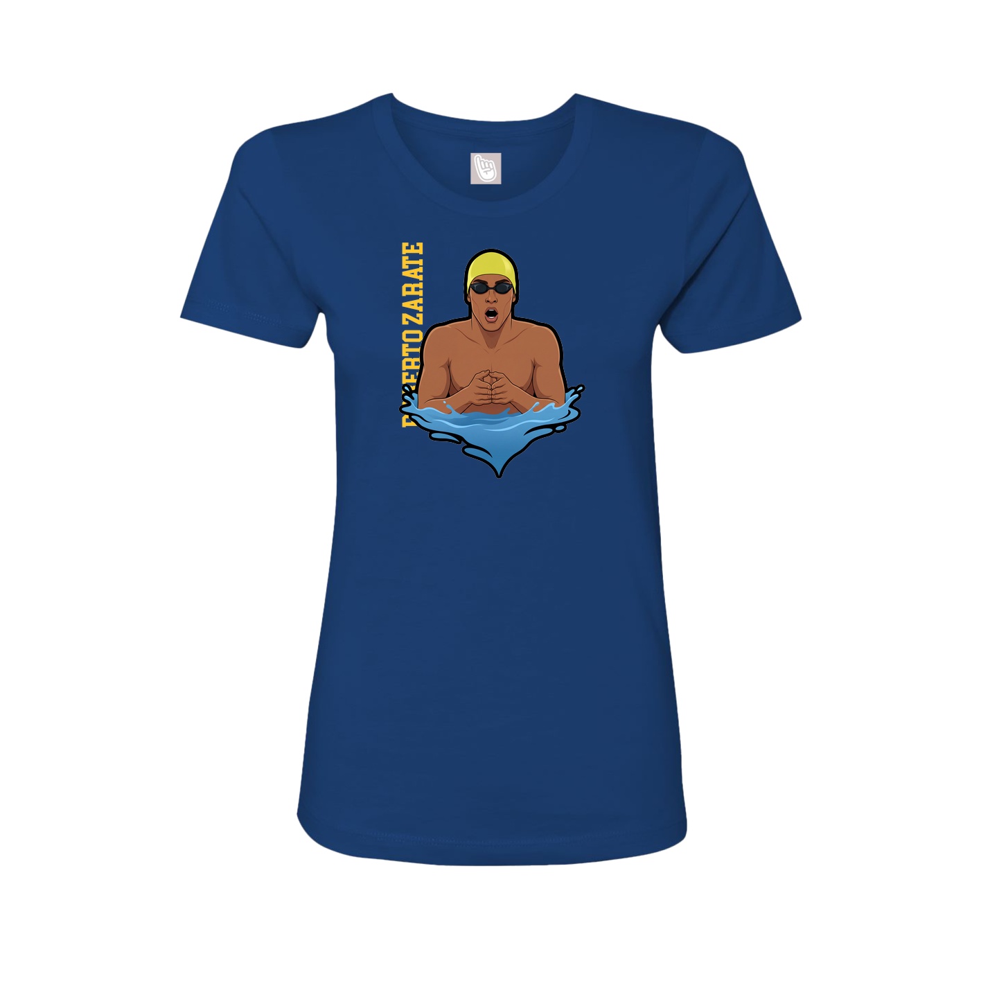 Fitted Women's Tee — Name Vertical in Royal