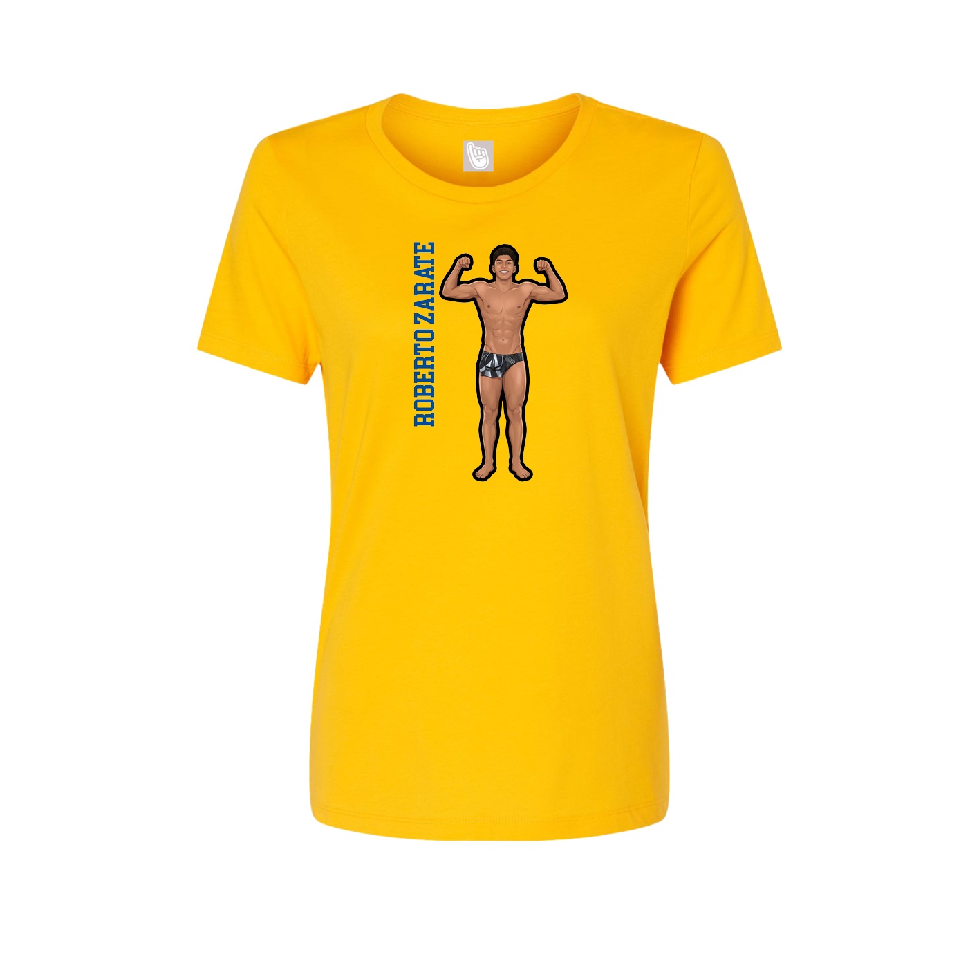 Fitted Women's Tee — Name Vertical in Gold