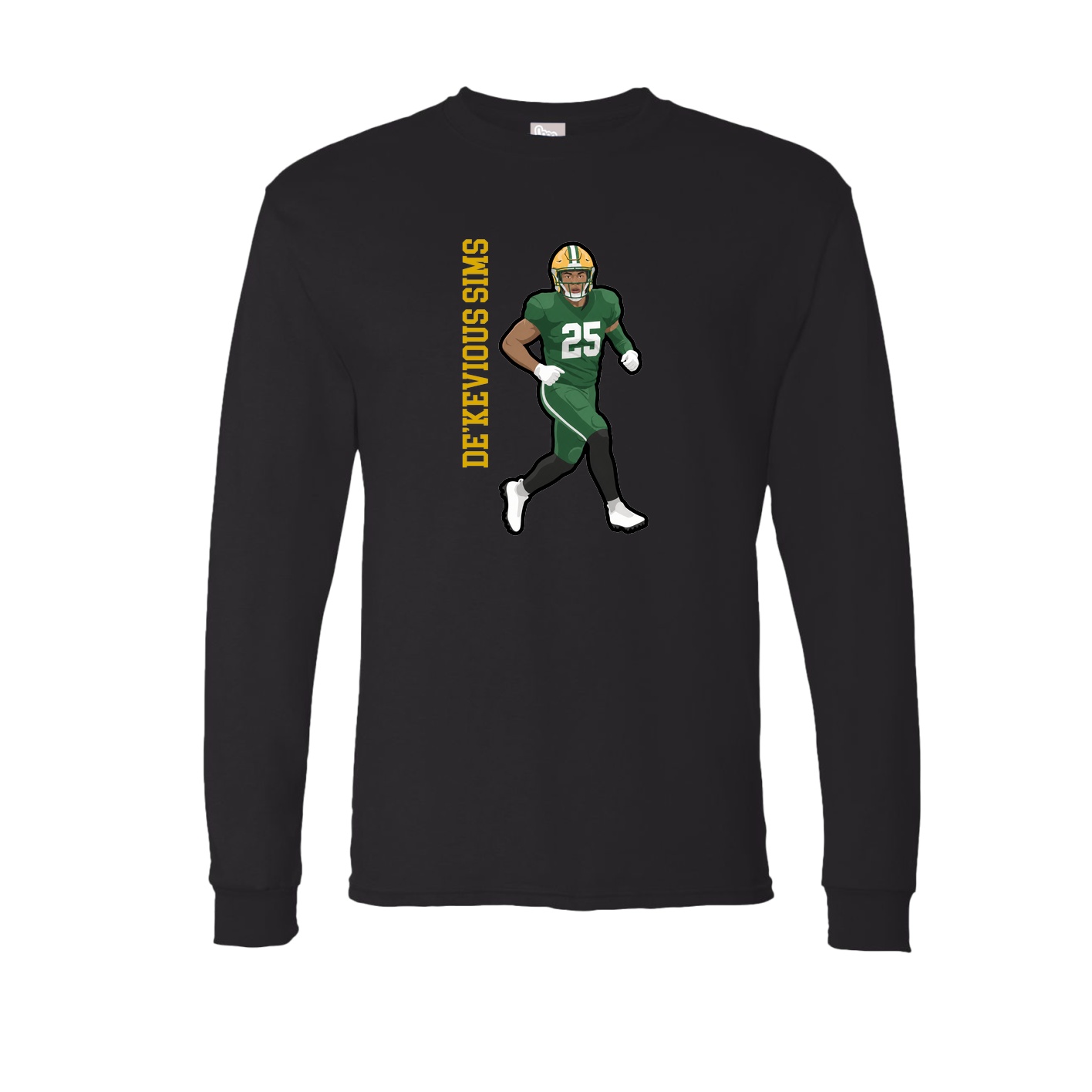 Long Sleeve Tee — Name Vertical in Black