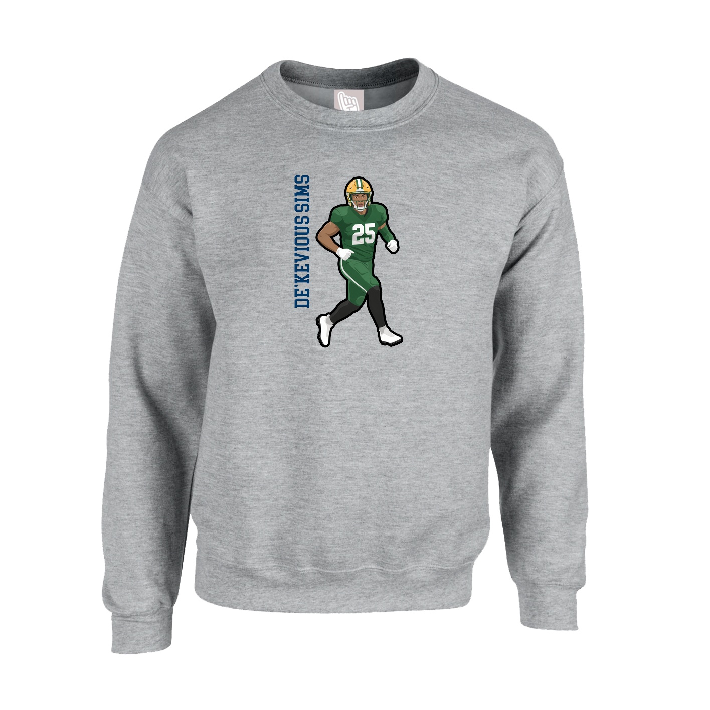 Fleece Crew — Name Vertical in Grey