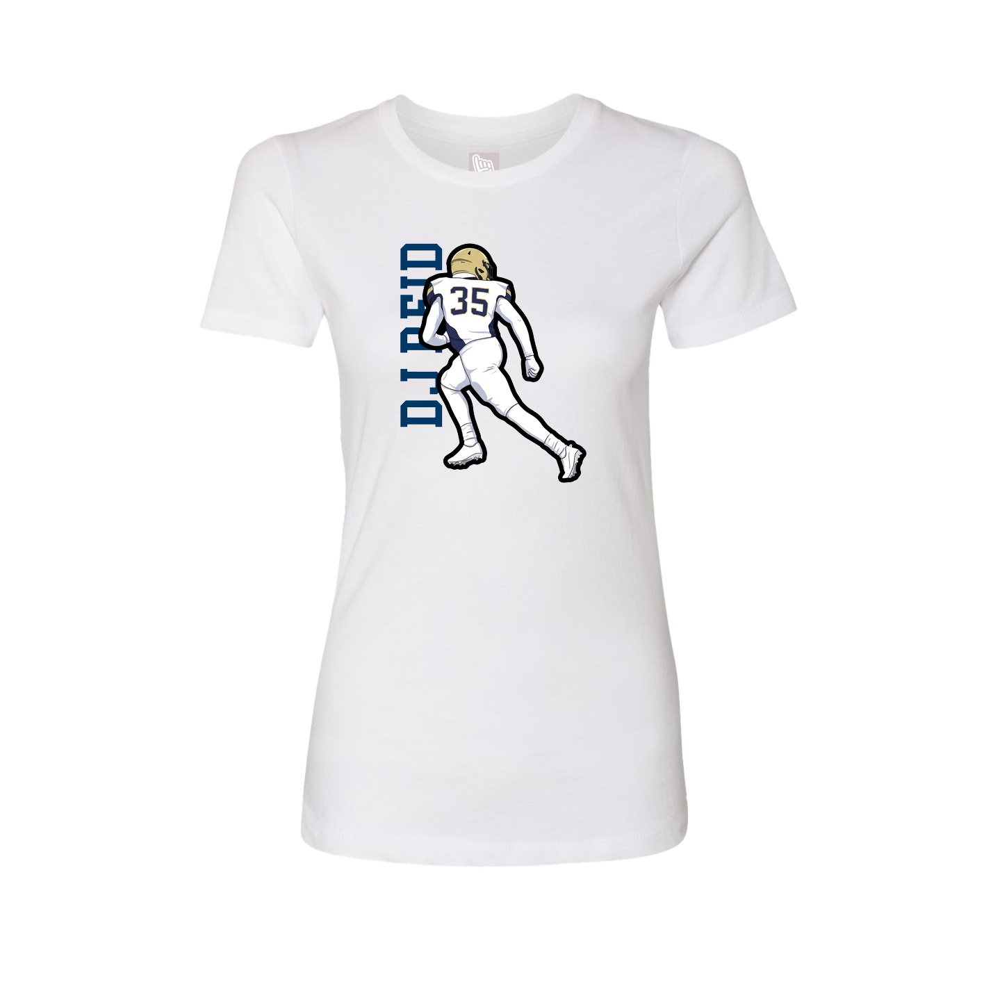 Fitted Women's Tee — Name Vertical in White