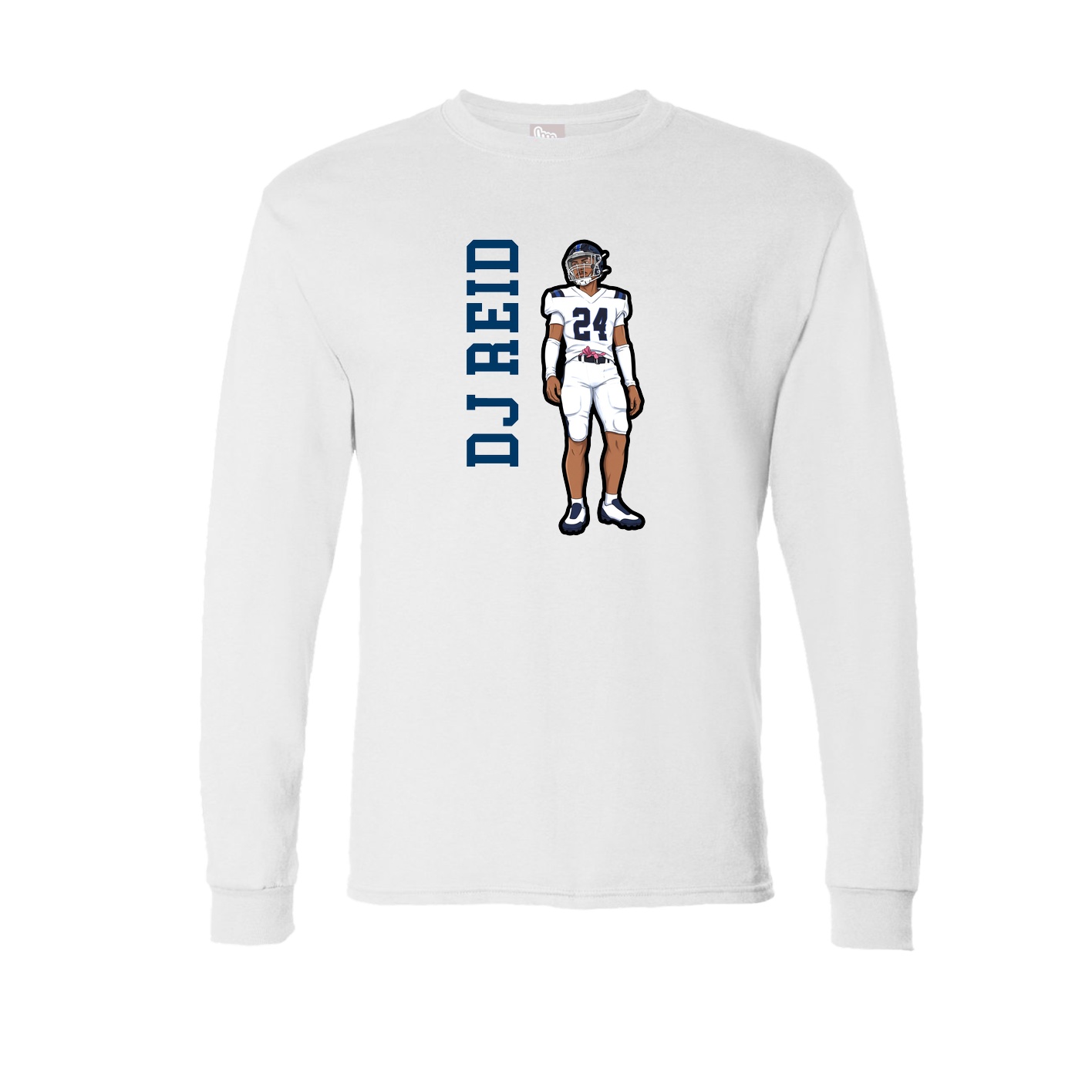 Long Sleeve Tee — Name Vertical in White