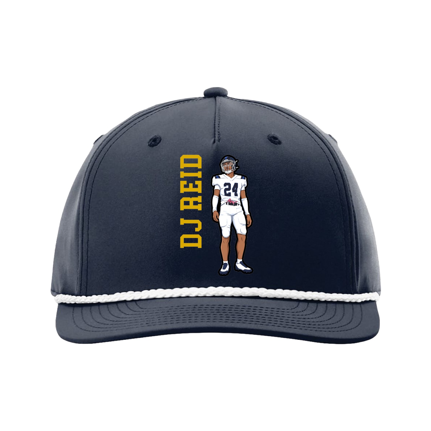 Five-Panel Classic Rope Cap — Name Vertical in Navy