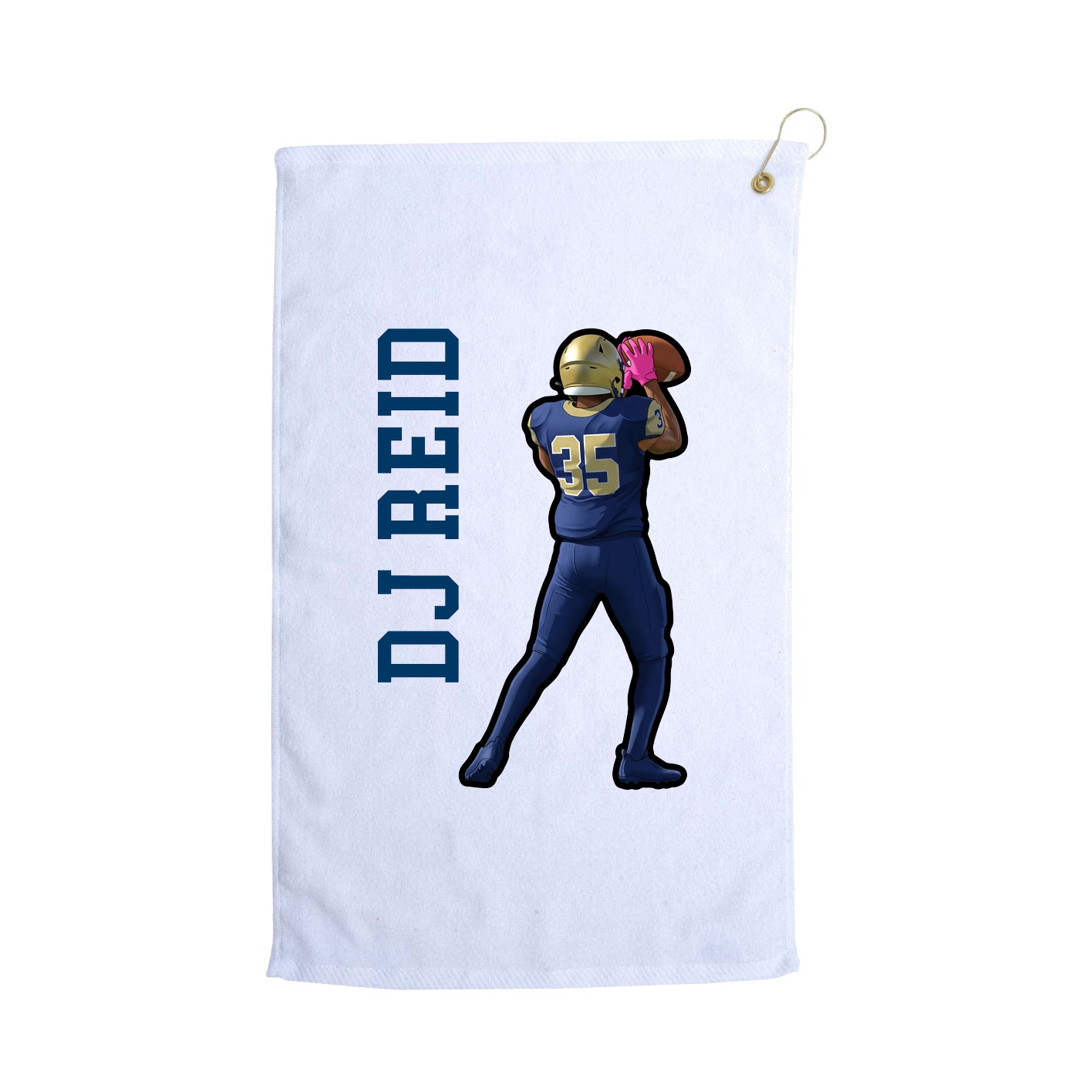 Golf Towel — Name Vertical in White
