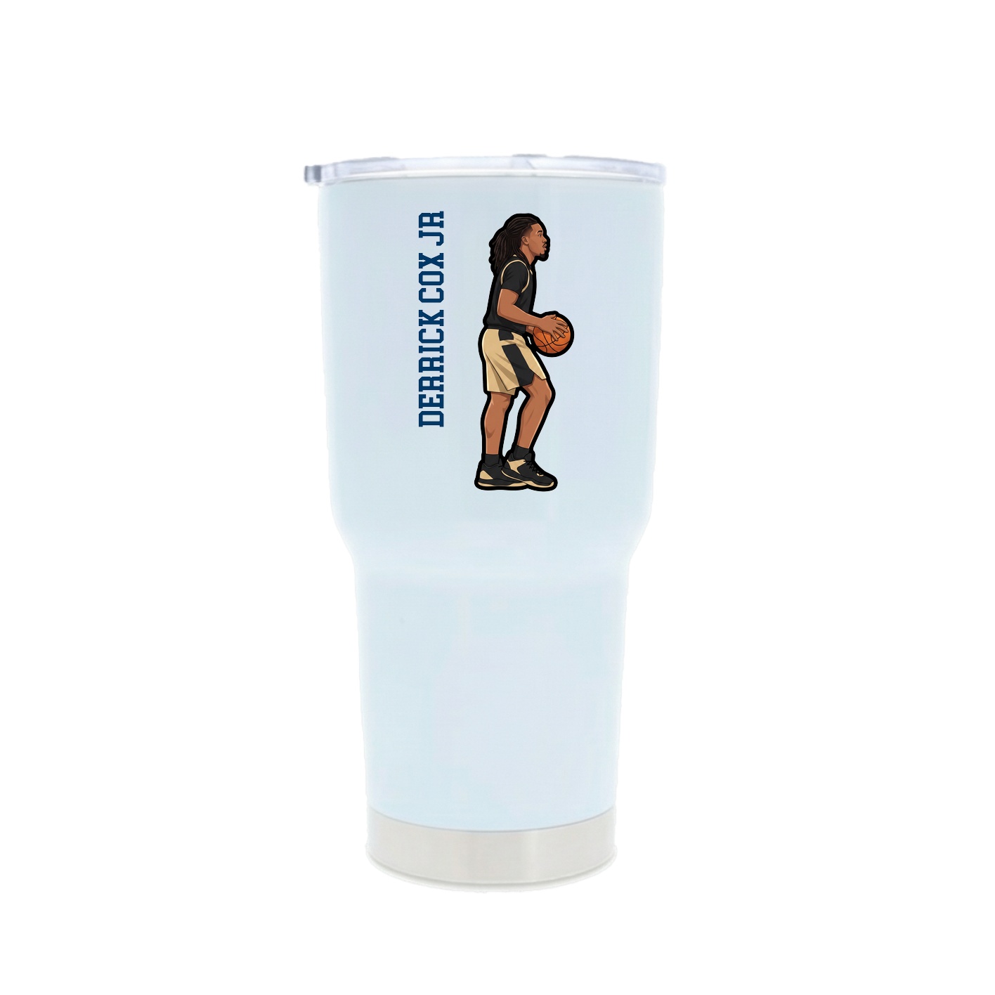 30oz Stainless Steel Tumbler — Name Vertical in White
