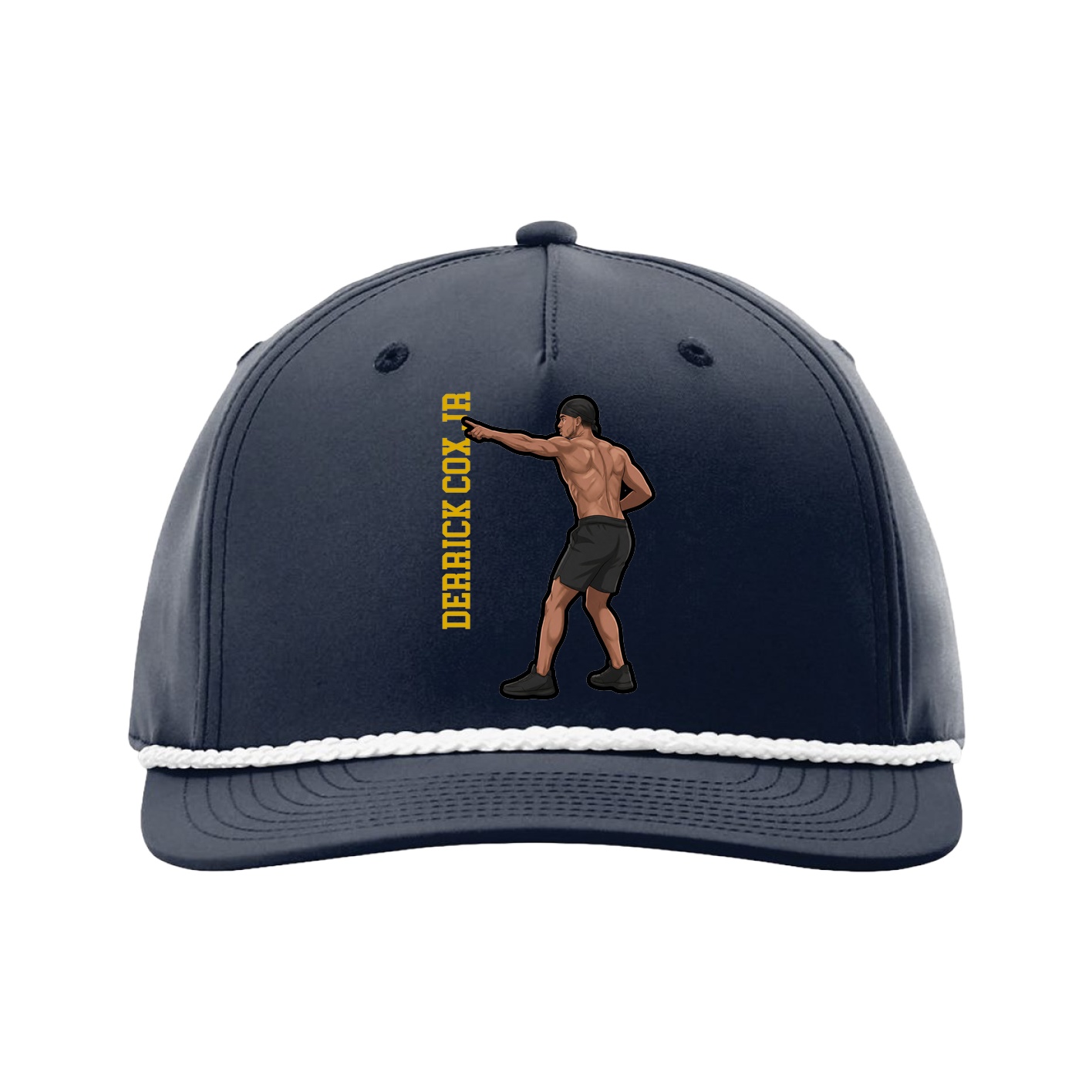 Five-Panel Classic Rope Cap — Name Vertical in Navy