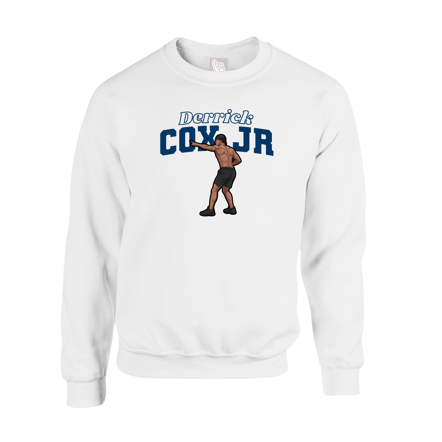 Fleece Crew — Name Arch in White