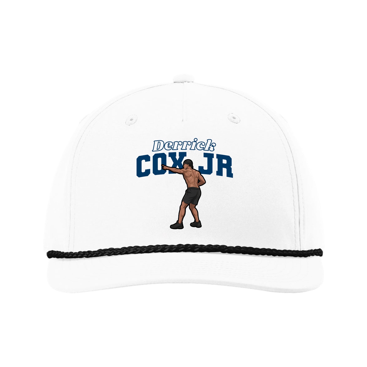 Five-Panel Classic Rope Cap — Name Arch in White