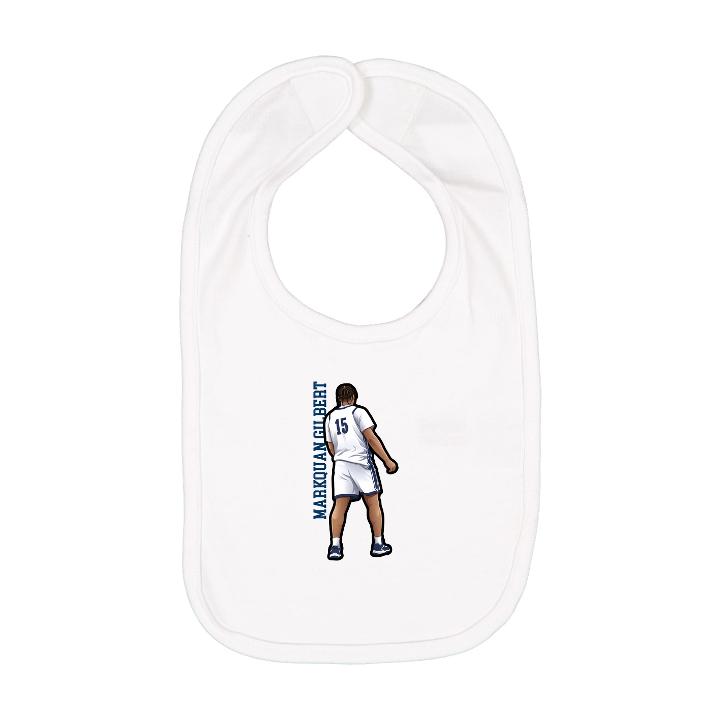 Infant Bib — Name Vertical in White