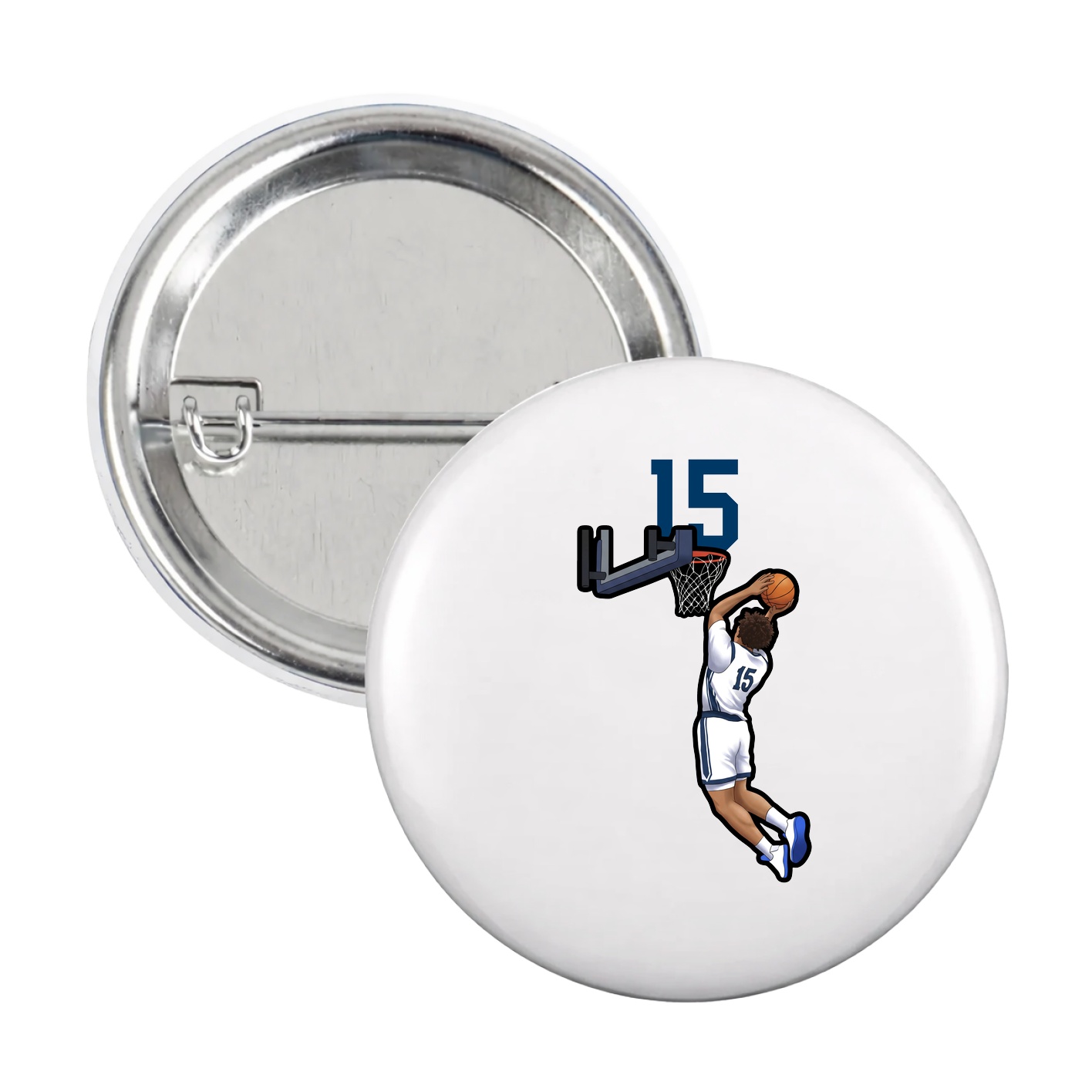 Game Day Button — Number Top in White