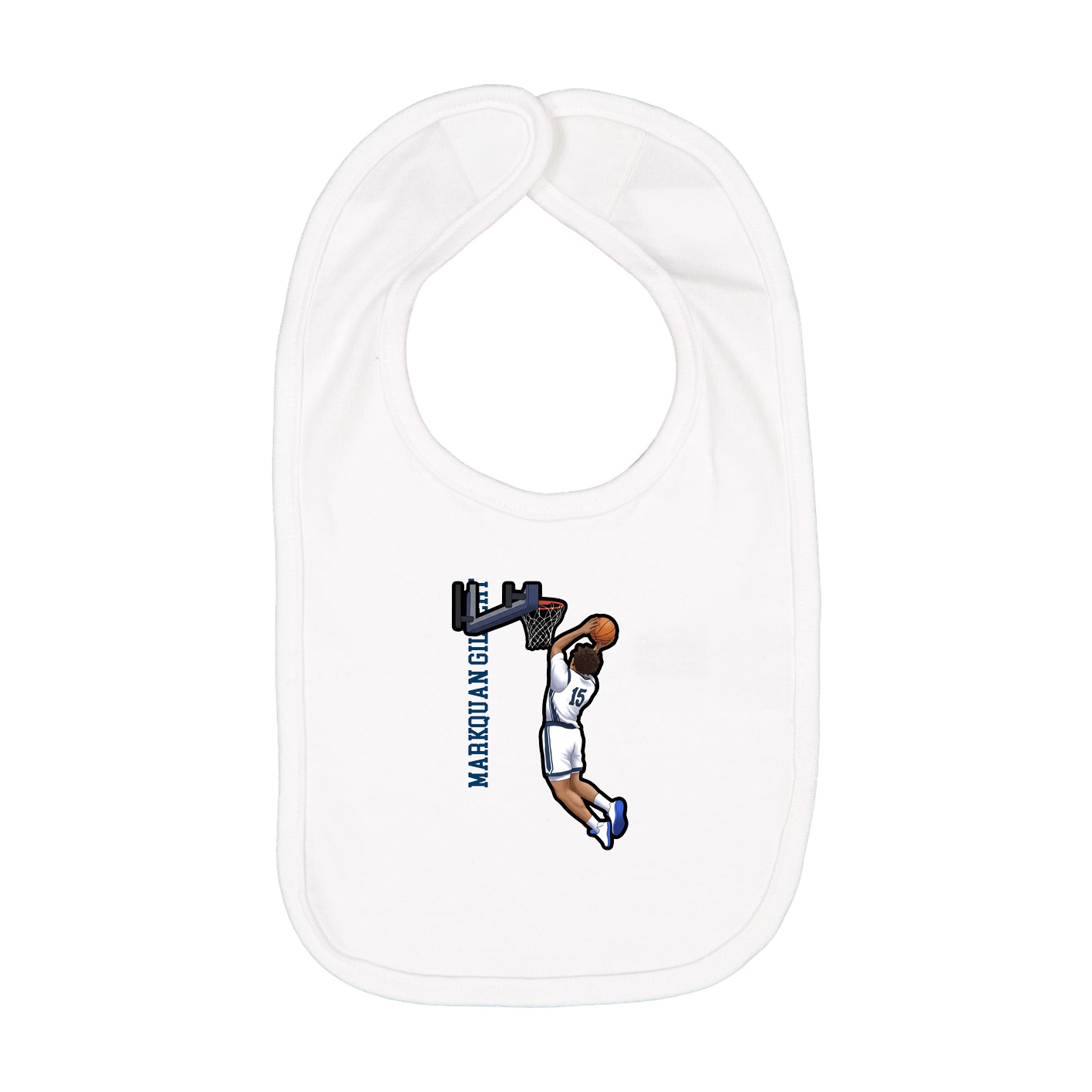Infant Bib — Name Vertical in White