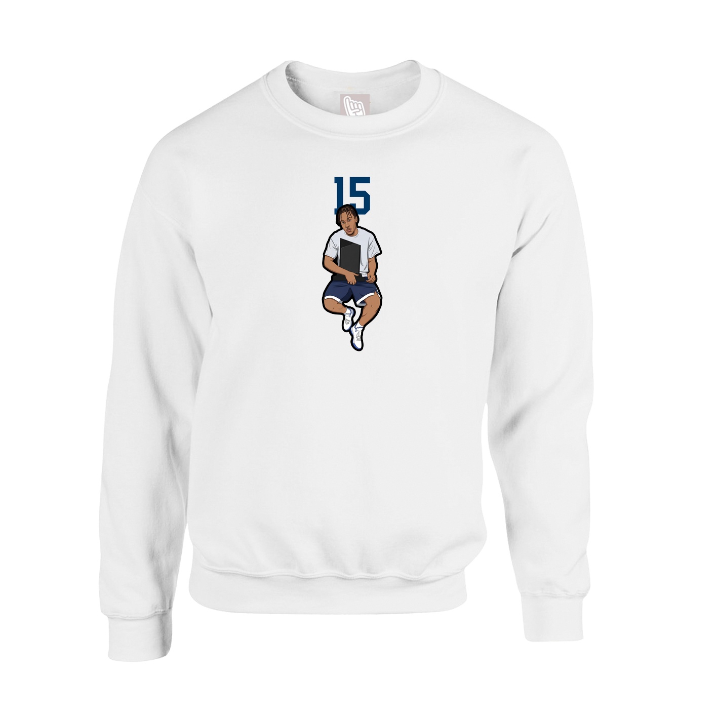 Fleece Crew — Number Top in White