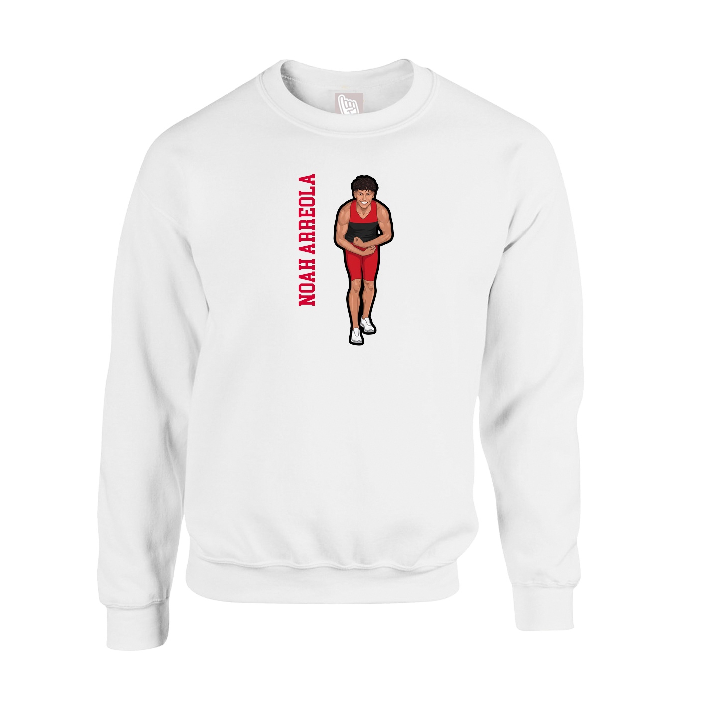 Fleece Crew — Name Vertical in White