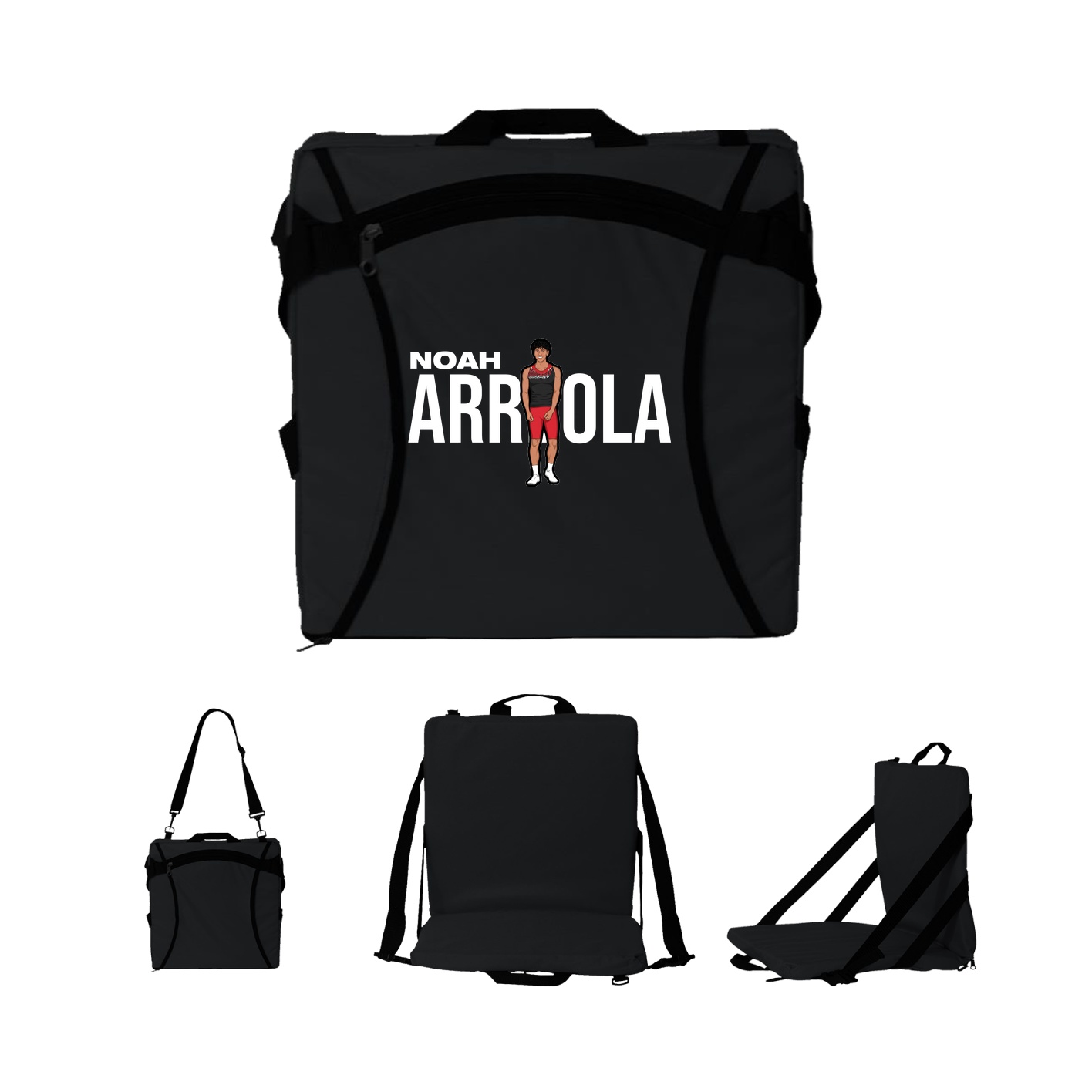 Folding Stadium Seat — Player Name in Black