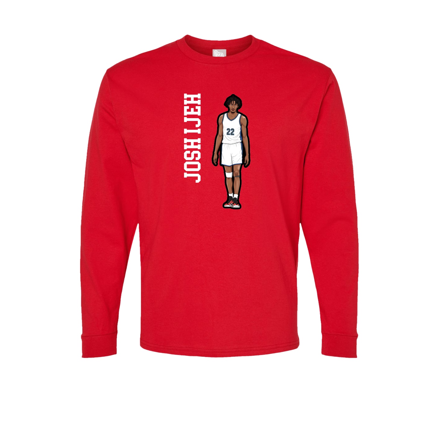 Long Sleeve Tee — Name Vertical in Red