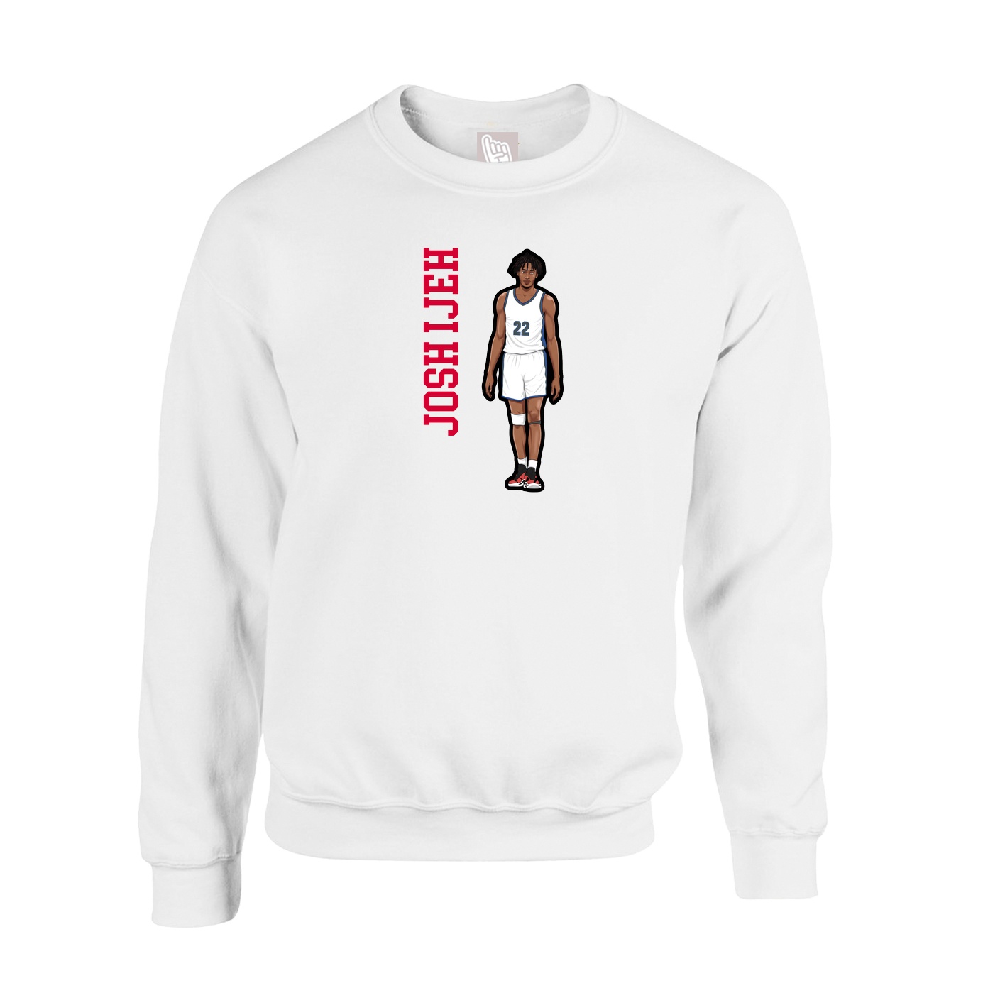 Fleece Crew — Name Vertical in White