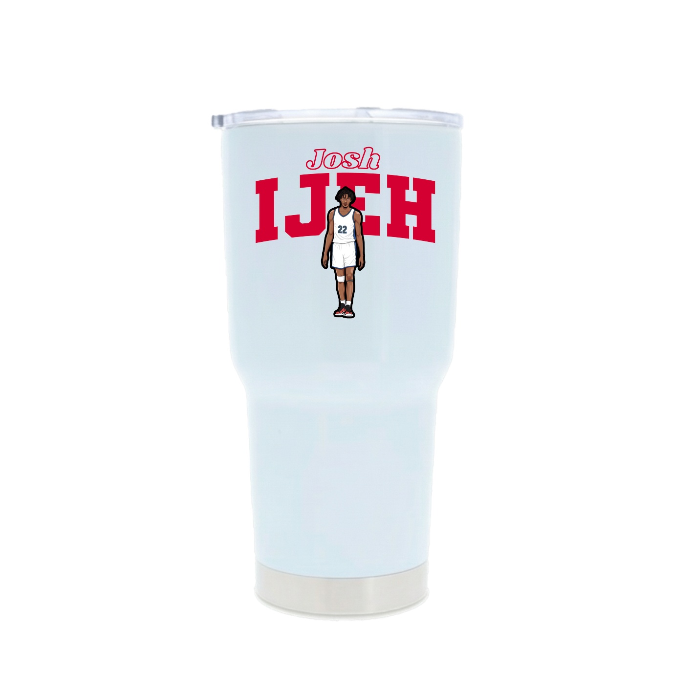 30oz Stainless Steel Tumbler — Name Arch in White