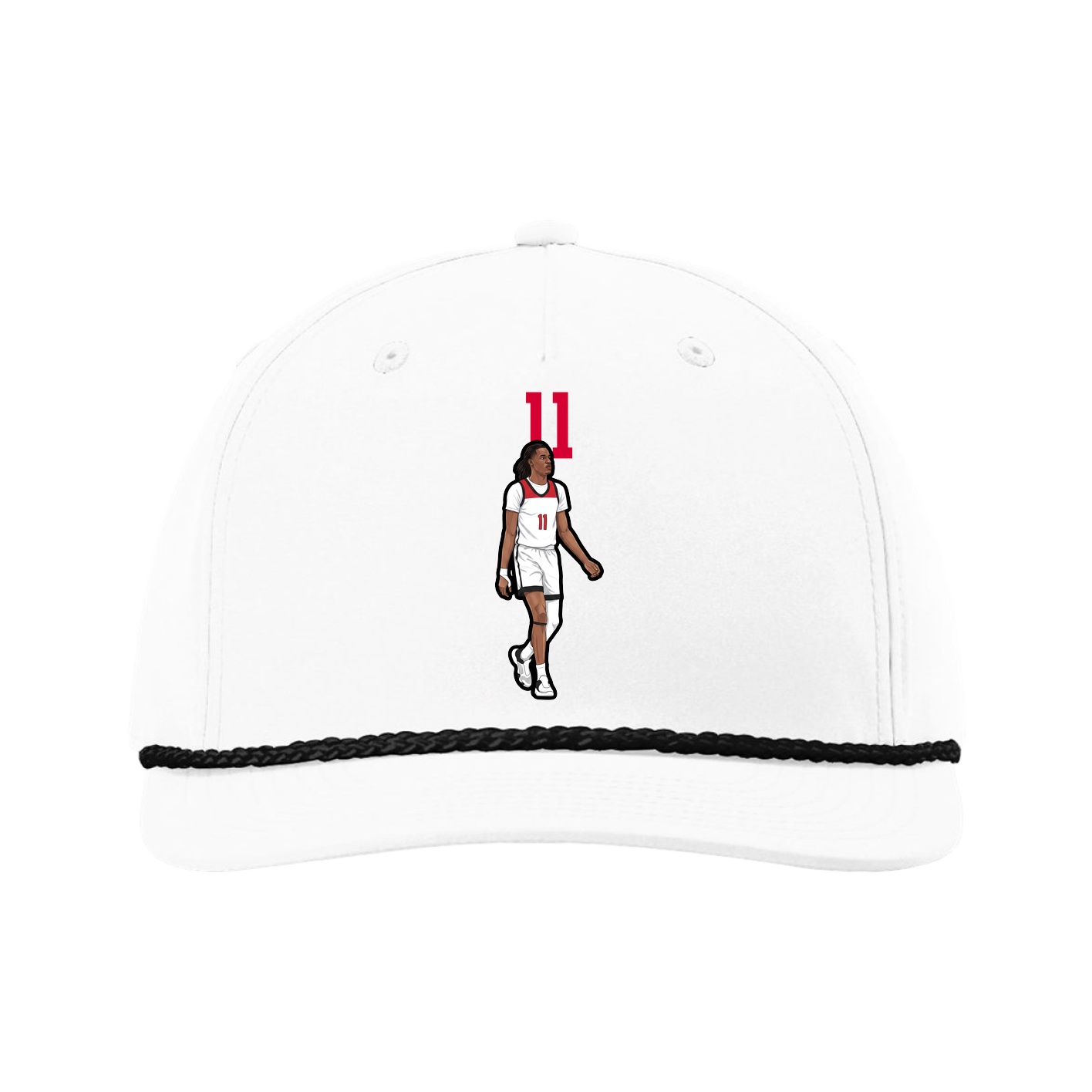 Five-Panel Classic Rope Cap — Number Top in White